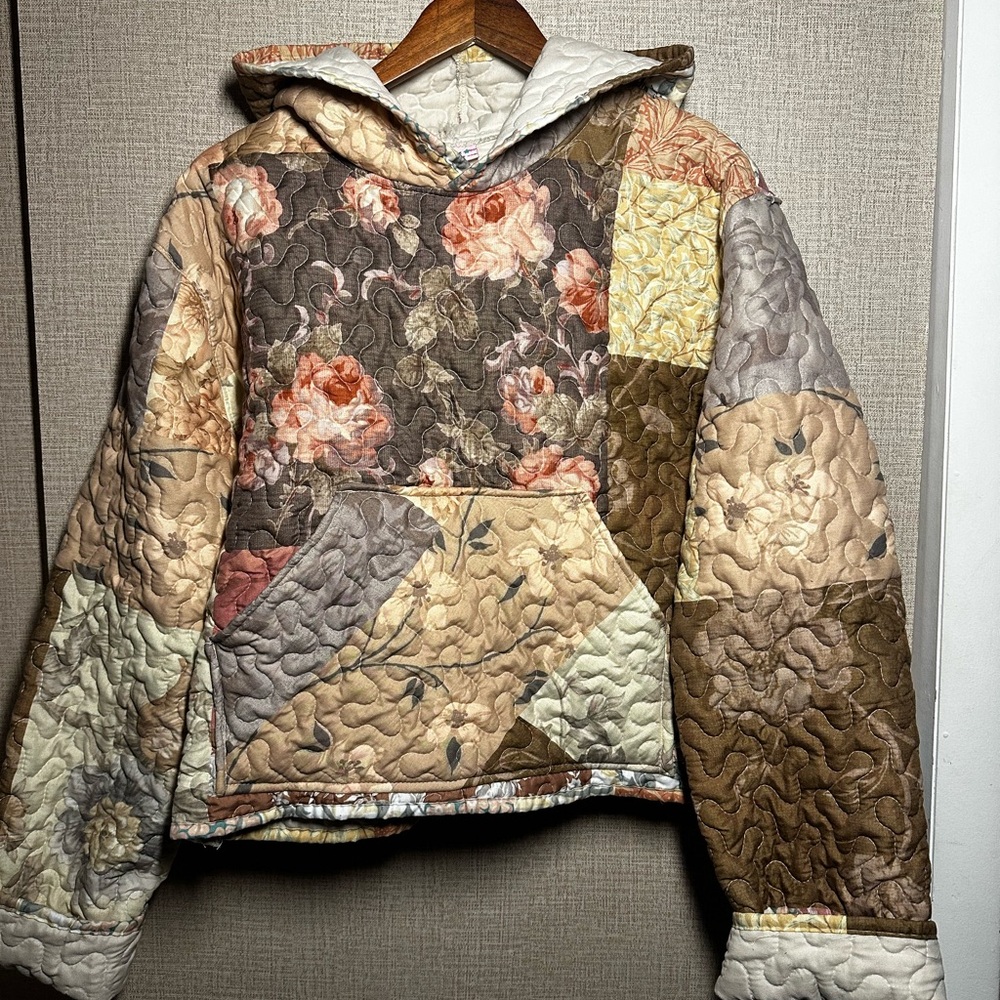 Handmade Floral Patchwork Quilted Hoodie